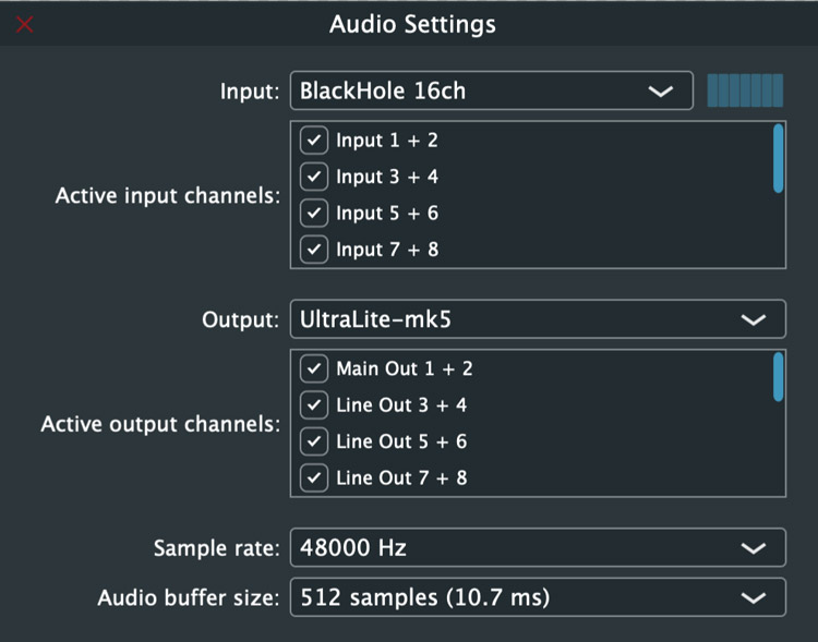 HlHost Mac Audio Settings
